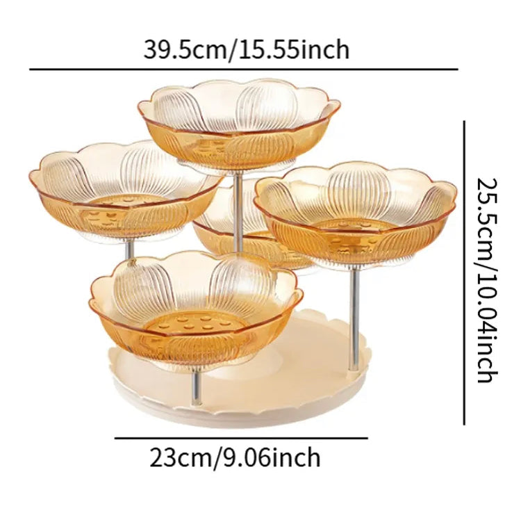 Rotating Luxury Fruit Tray, Elegant Snack And Candy Serving Tray, 5 Plates Rotating Serving Stand Rotating Luxury Fruit Tray, Elegant Snack And Candy Serving Tray, 5 Plates Rotating Serving Stand